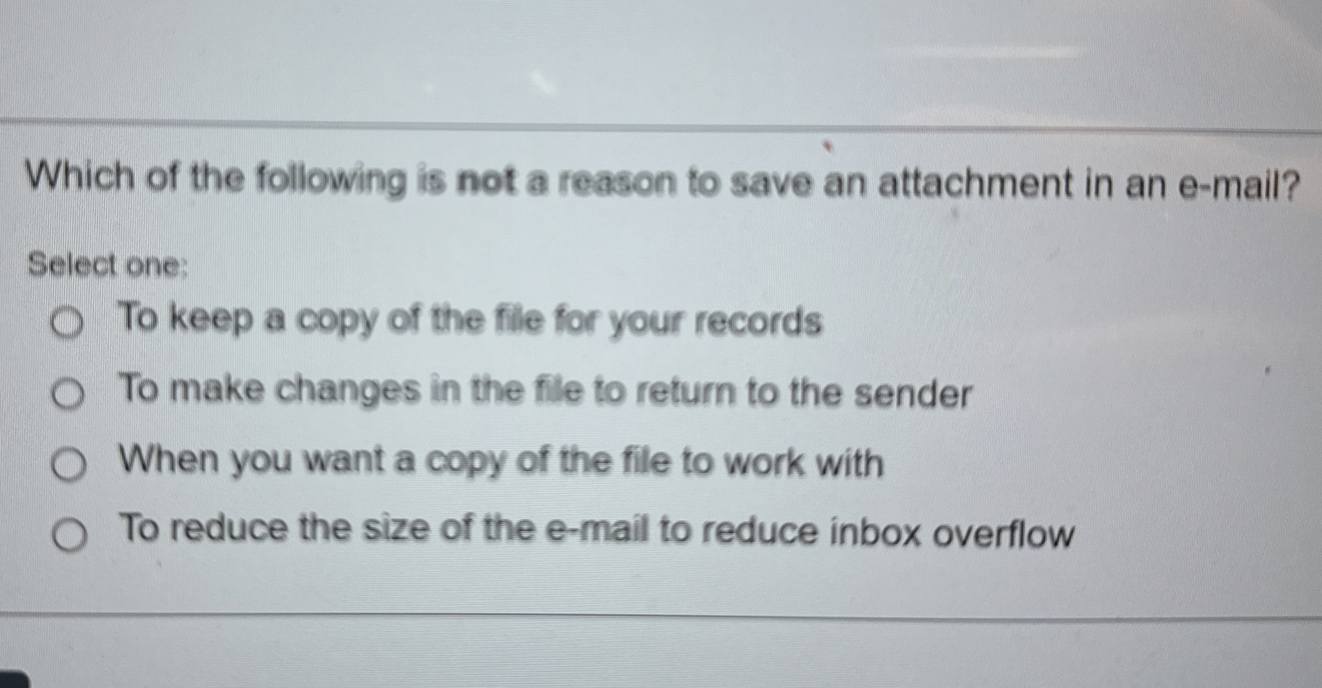Which of the following is not a reason to save an