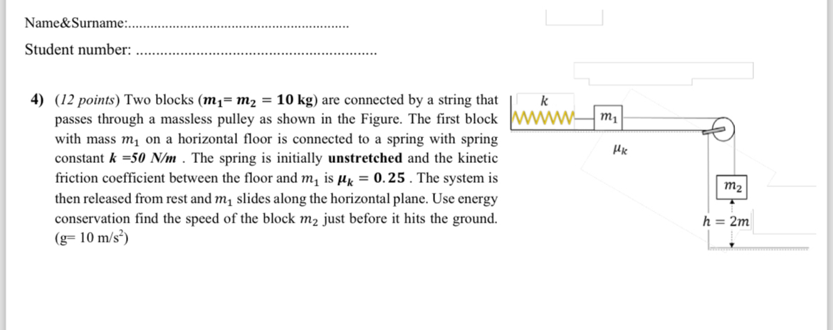 Name&Surname: Student number: ( 1 2 points ) Two