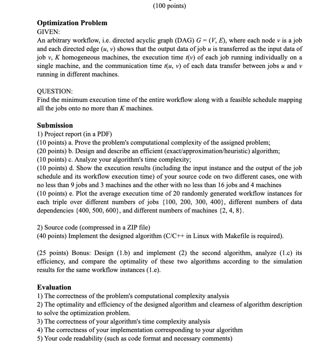 Optimization Problem GIVEN: An arbitrary