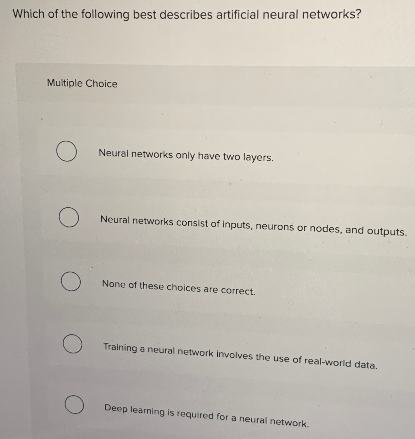 Which of the following best describes artificial
