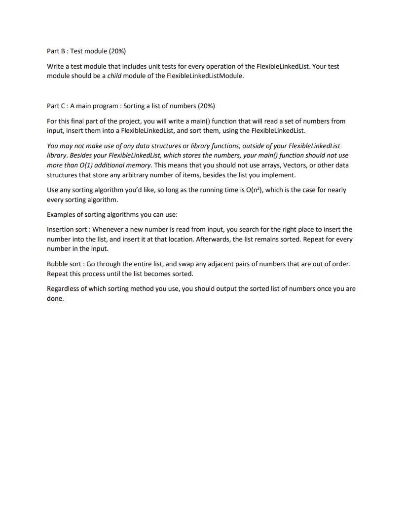 Project 4 Improved Linked List Part A :