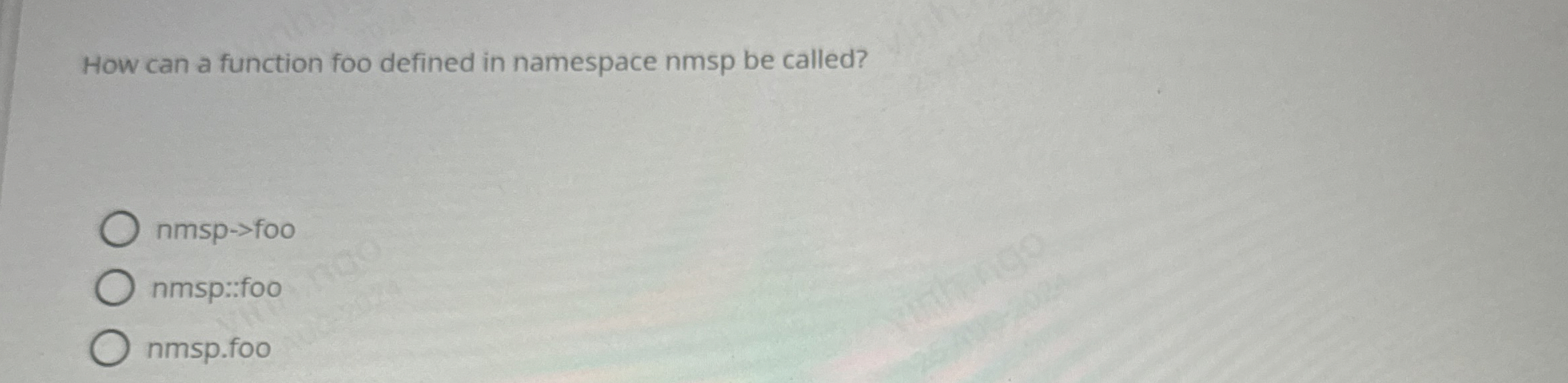 How can a function foo defined in namespace nmsp