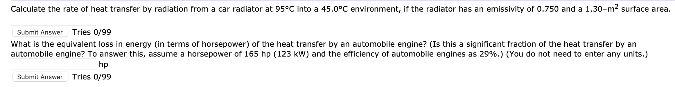 Calculate the rate of heat transfer by radiation