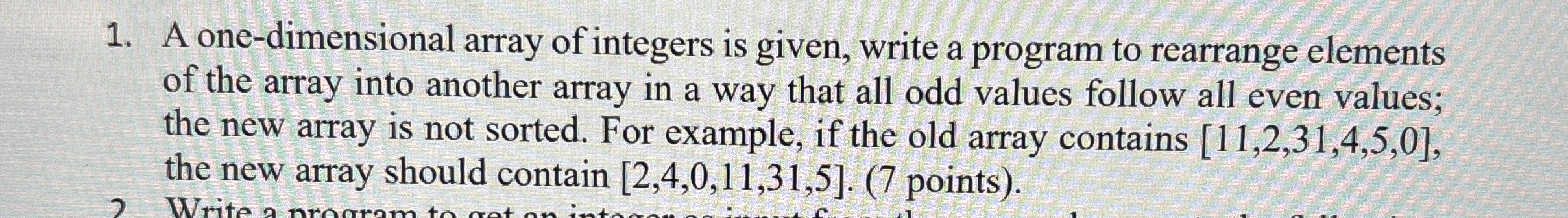 In java: A one - dimensional array of integers is