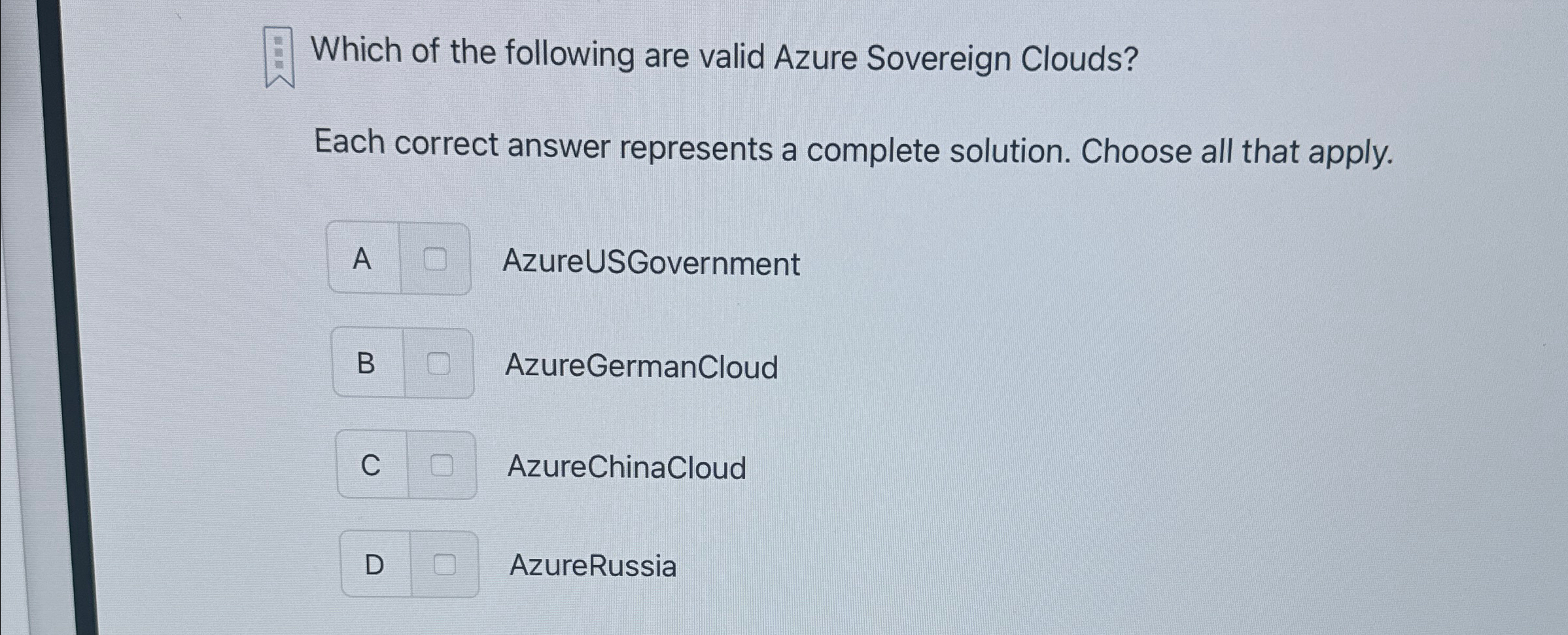 Which of the following are valid Azure Sovereign