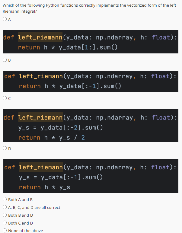 Which of the following Python functions correctly
