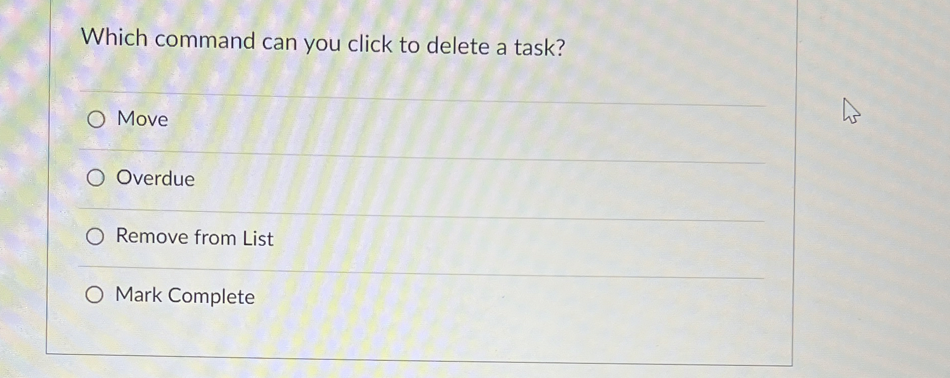 Which command can you click to delete a task?