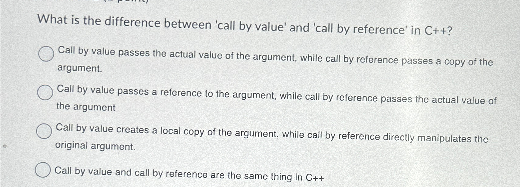 What is the difference between 'call by value'