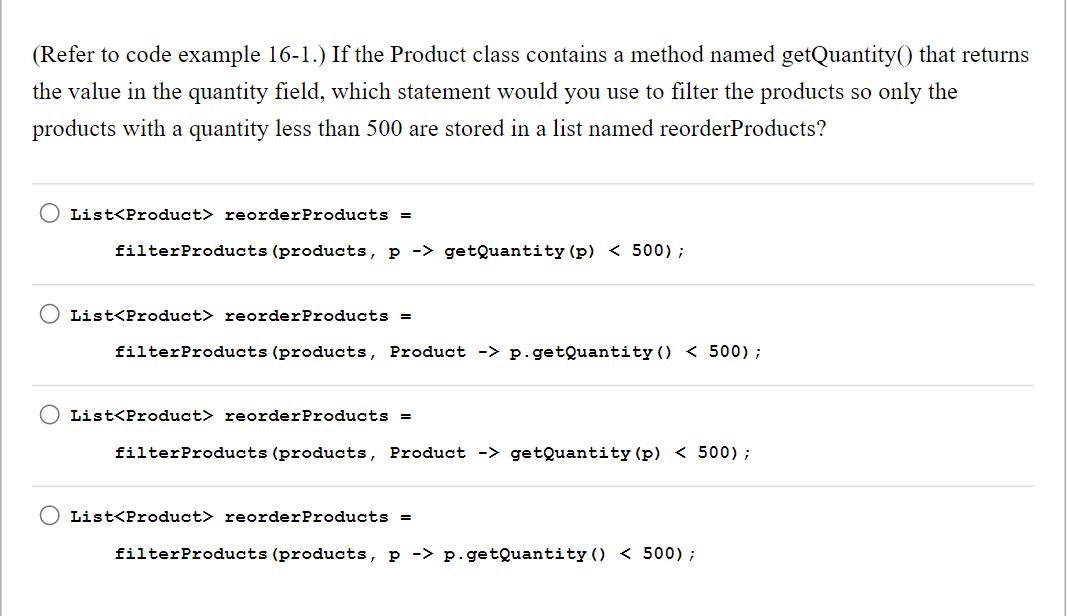 ( Refer to code example 1 6 - 1 . ) If the