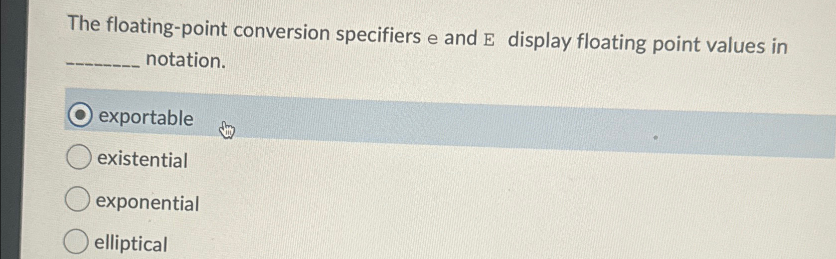 The floating - point conversion specifiers e and