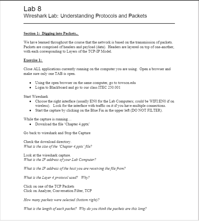 Section 1 : Digging into Packets.. We have