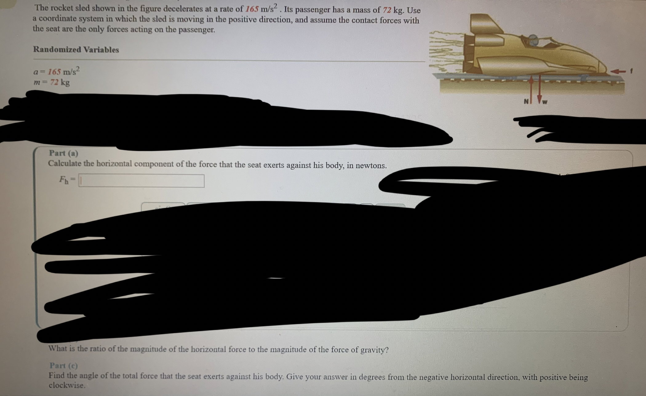 The rocket sled shown in the figure decelerates