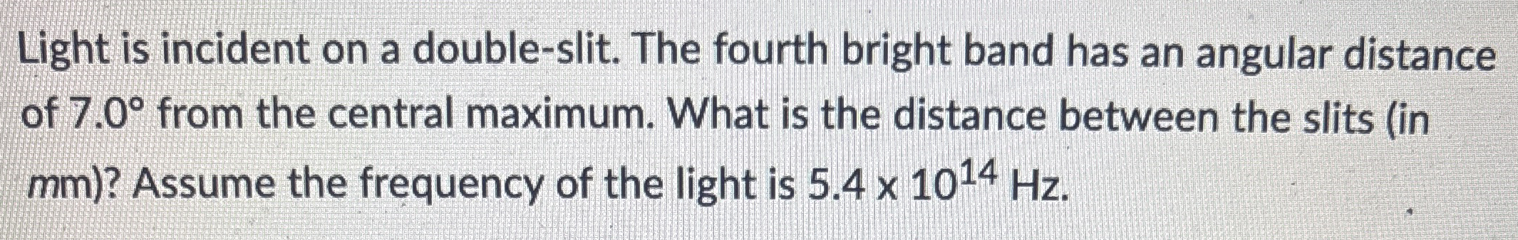 Light is incident on a double - slit. The fourth