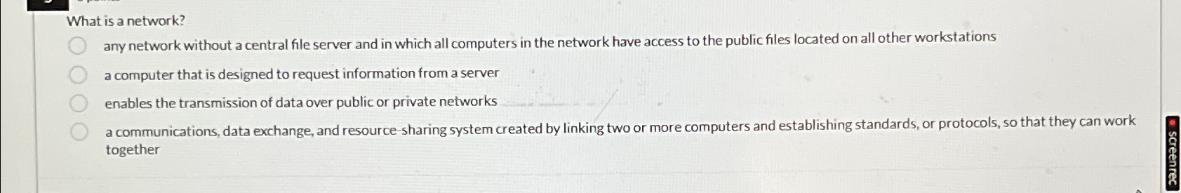 What is a network? any network without a central