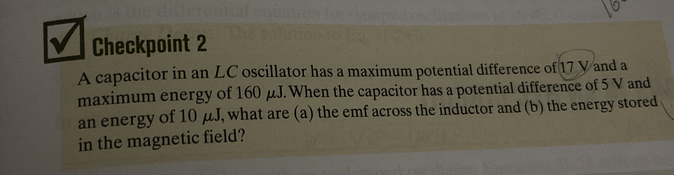 Checkpoint 2 A capacitor in an L C oscillator has