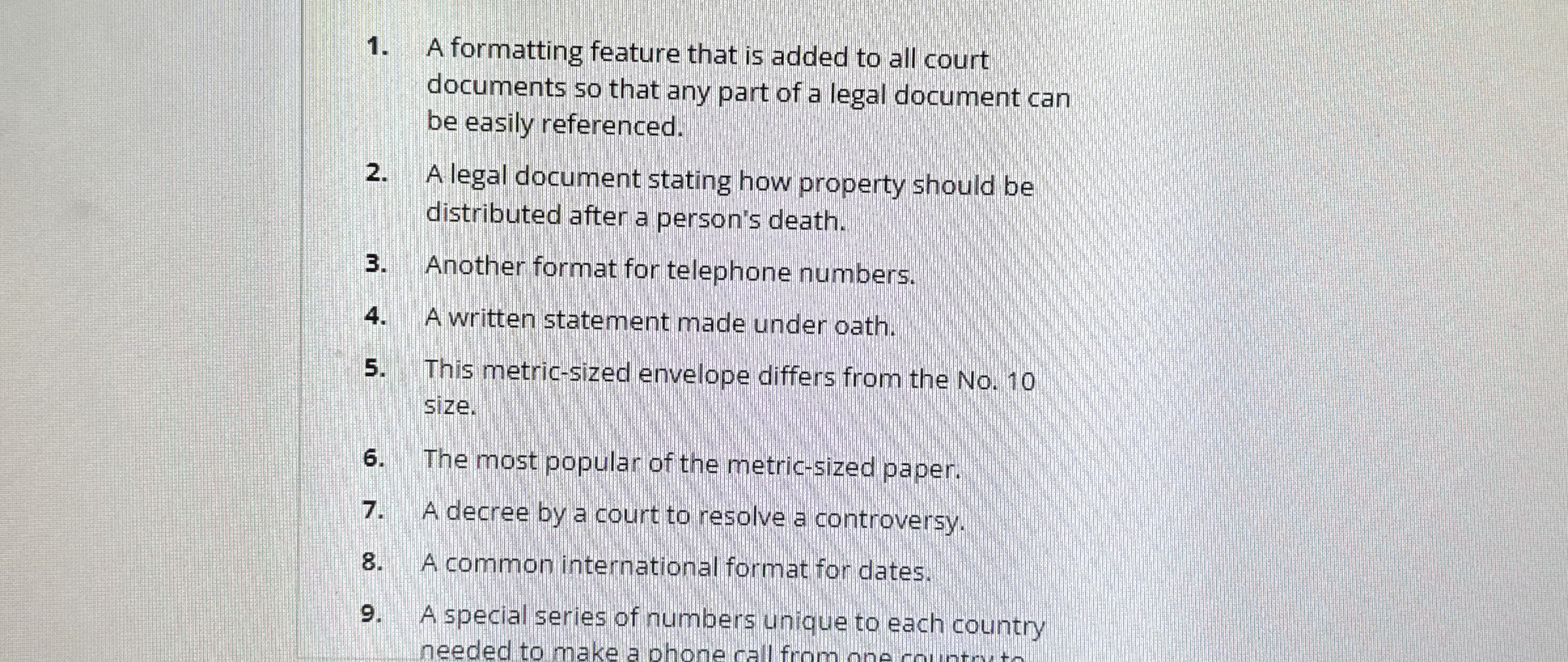 A formatting feature that is added to all court