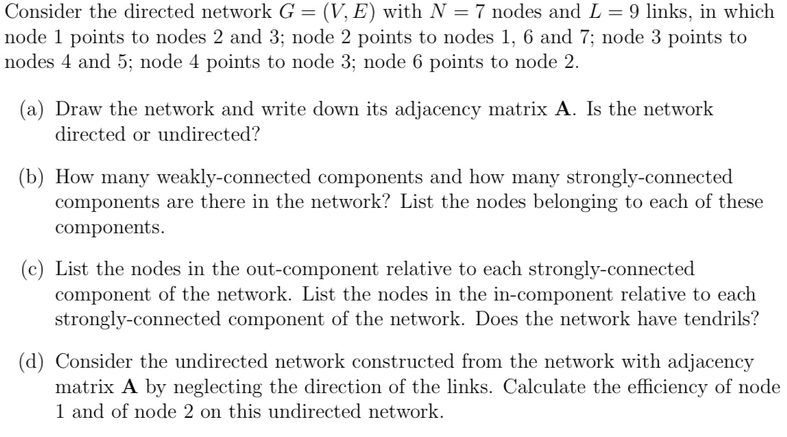Consider the directed network G = ( V , E ) with