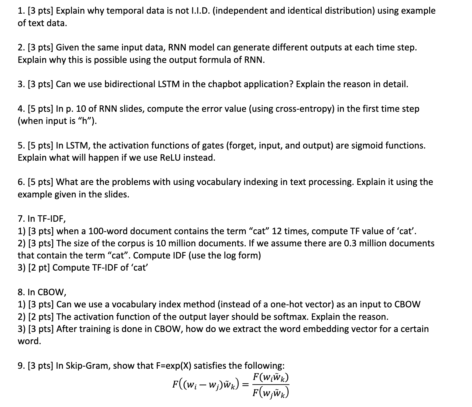 [ 3 pts ] Explain why temporal data is not I.I.D