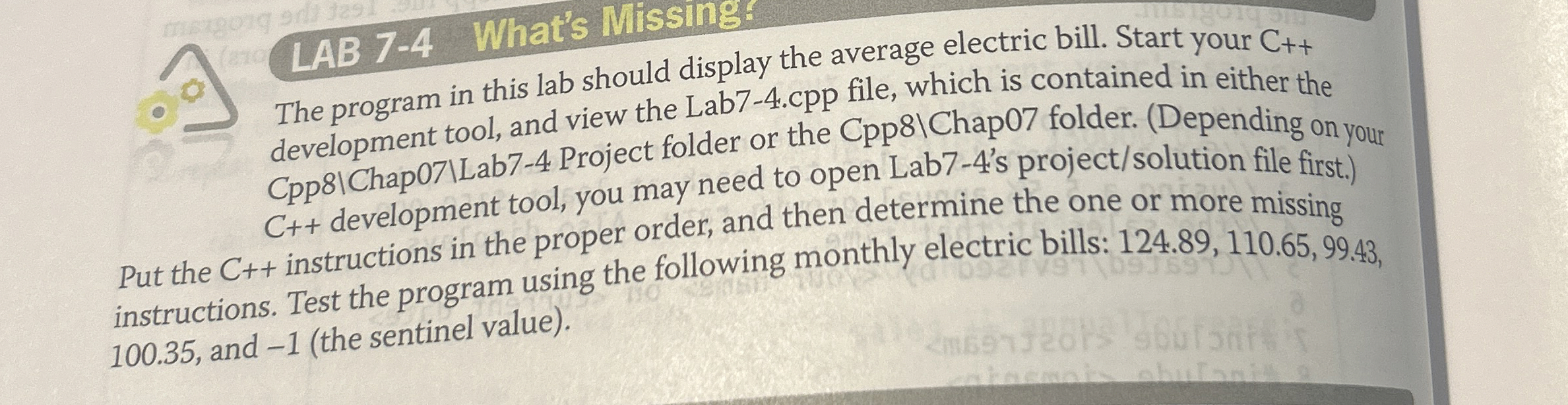 LAB 7 - 4 What's Missing: The program in this lab
