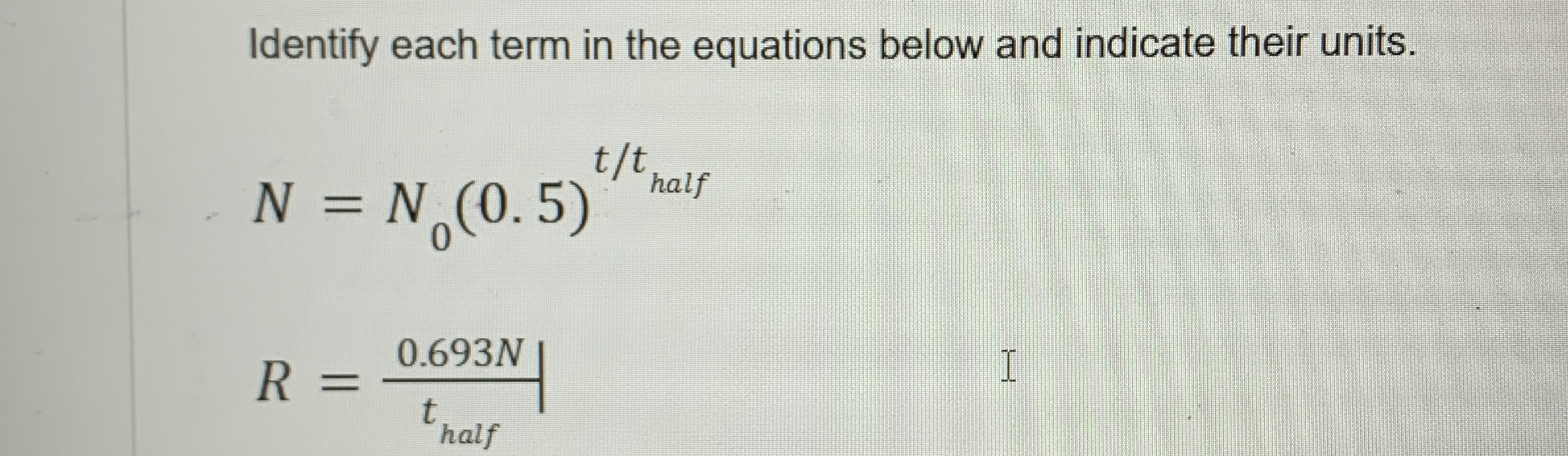 Identify each term in the equations below and
