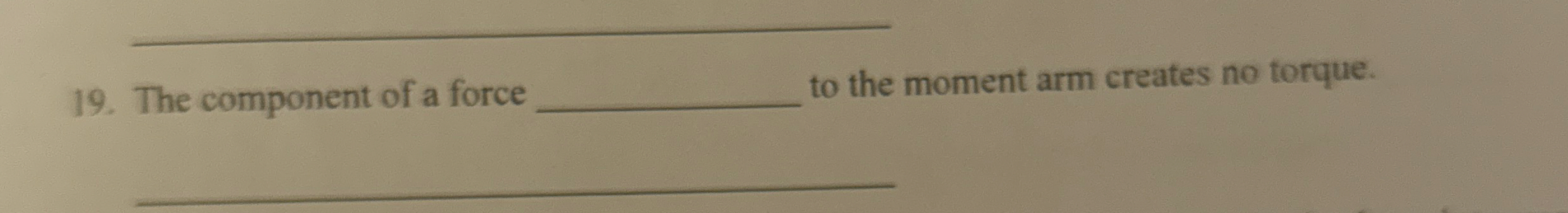 The component of a force to the moment arm