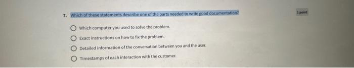 Which of these statements describe one of the