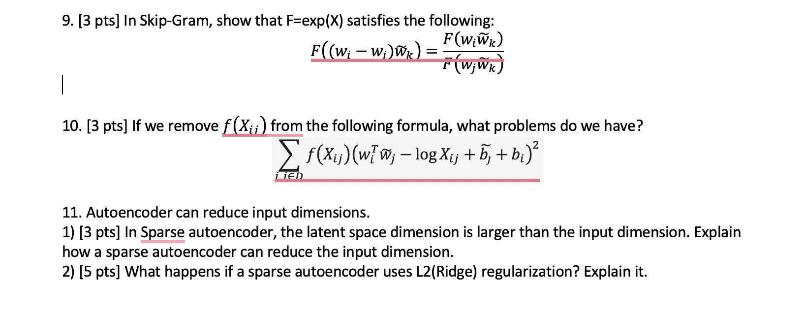 [ 3 pts ] In Skip - Gram, show that F = exp ( x )