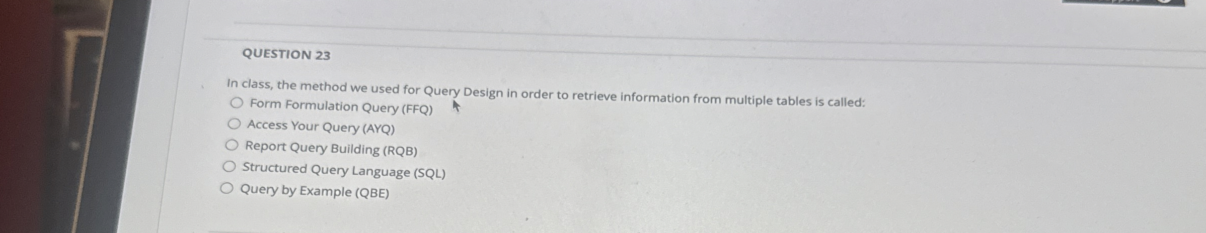 QUESTION 2 3 In class, the method we used for
