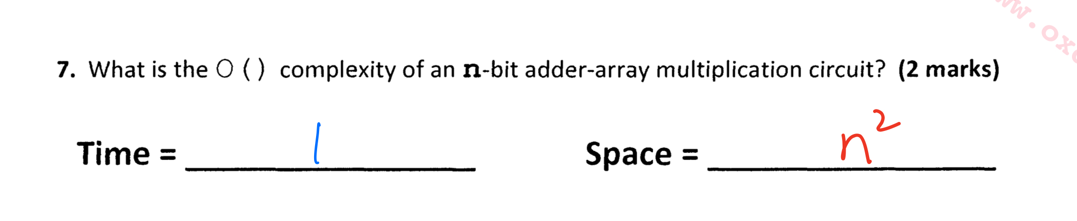 What is the O ( ) complexity of an n - bit adder