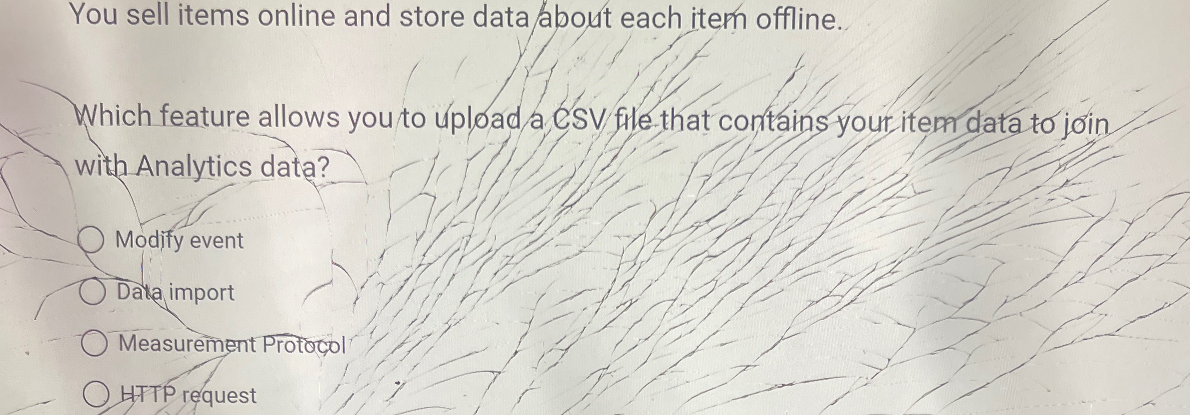 You sell items online and store data / about each