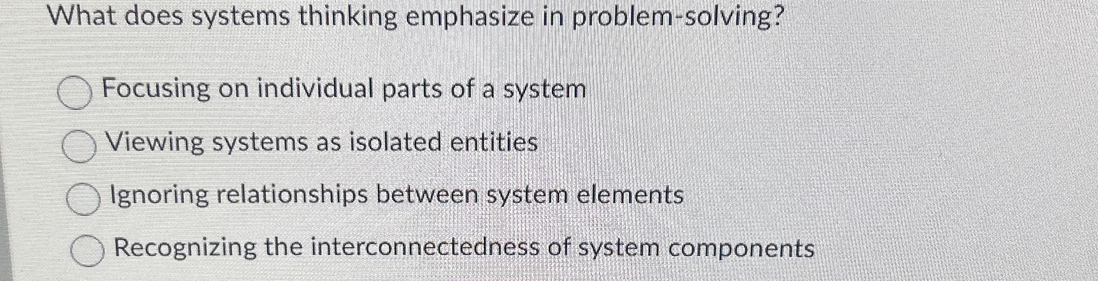 What does systems thinking emphasize in problem -