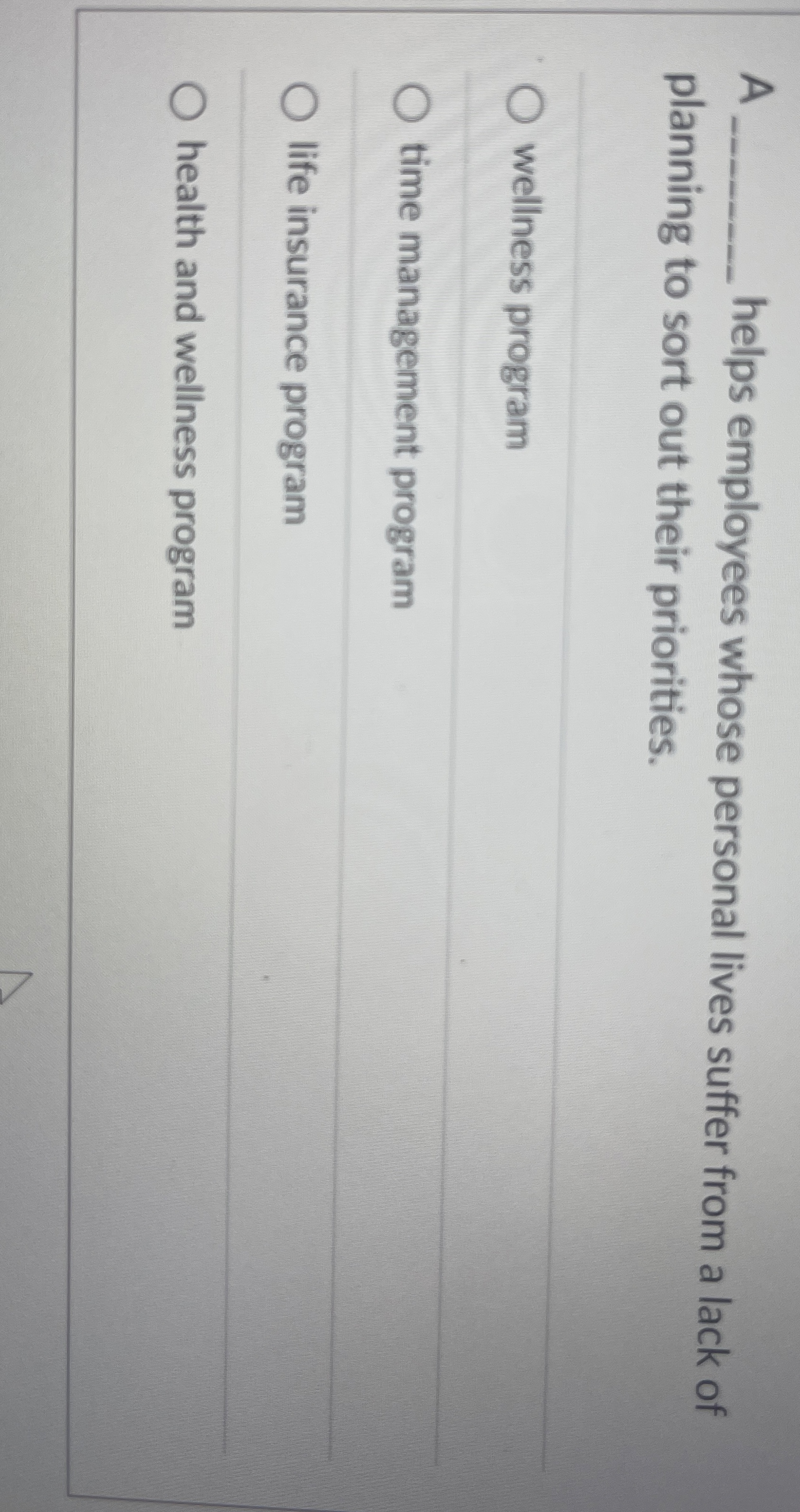 A q , helps employees whose personal lives suffer
