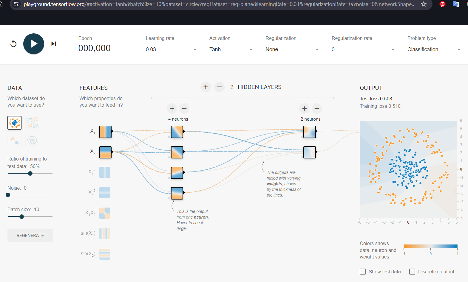 Please help in TensorFlow website. The playground
