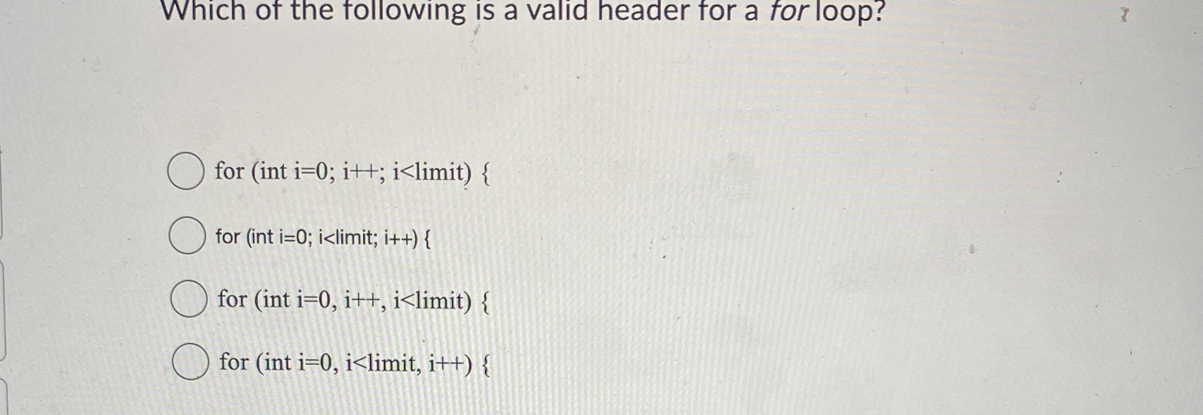 Which of the following is a valid header for a