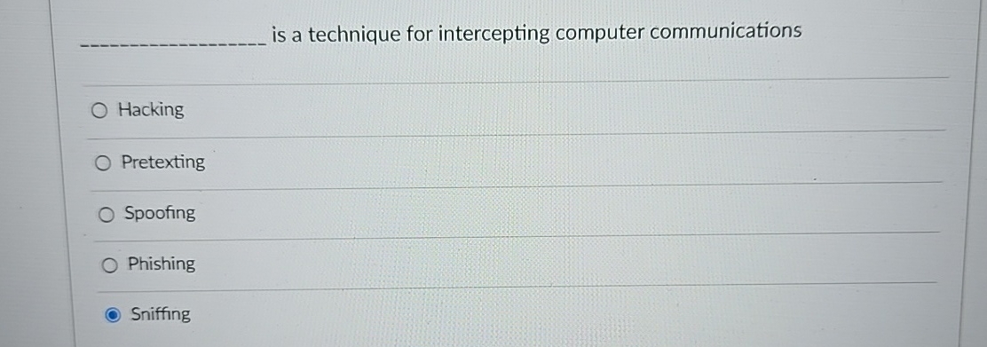 is a technique for intercepting computer