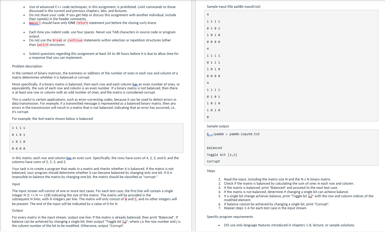 Use of advanced C + + code techniques, in this