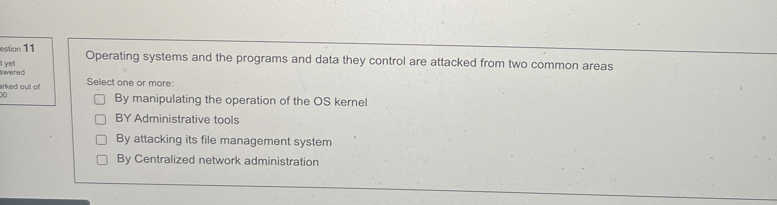 estion 1 1 t yet swered arked out of 3 0