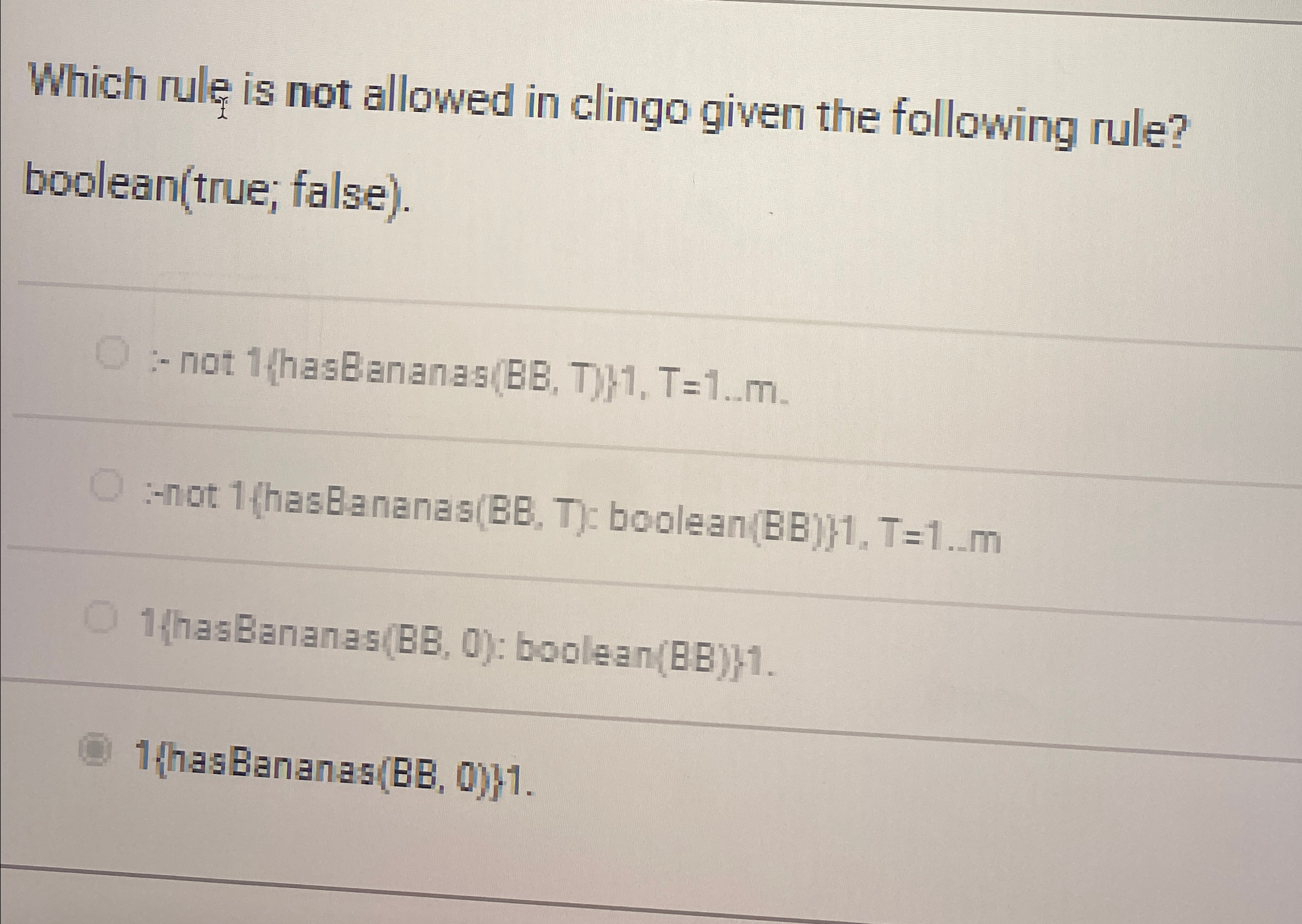 Which rule is not allowed in clingo given the