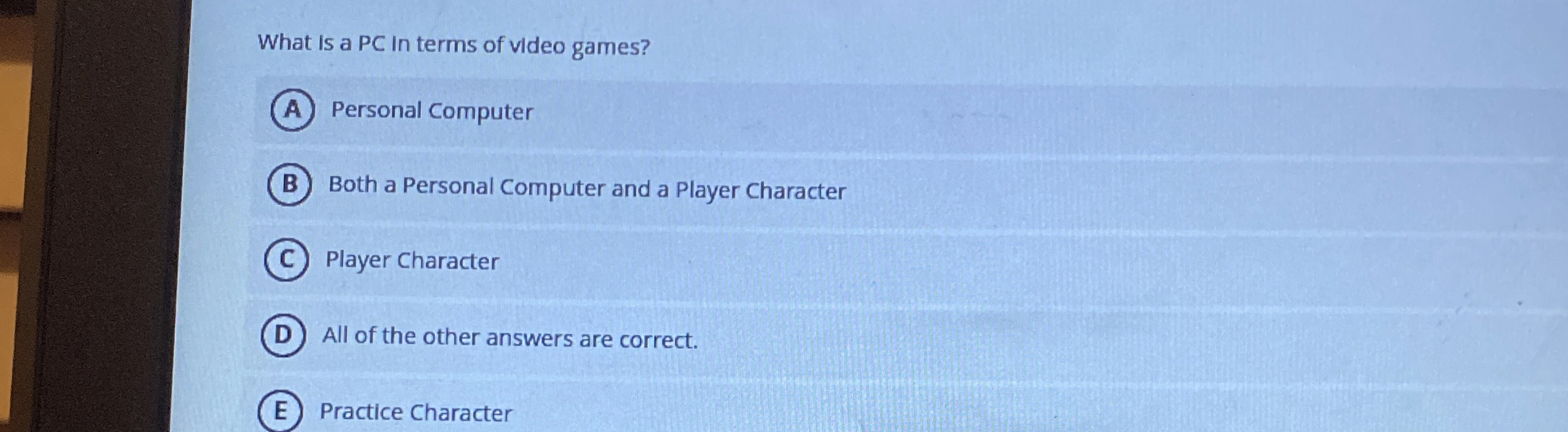What is a PC In terms of video games? Personal