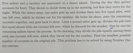 Five sailors and a monkey are marooned on a