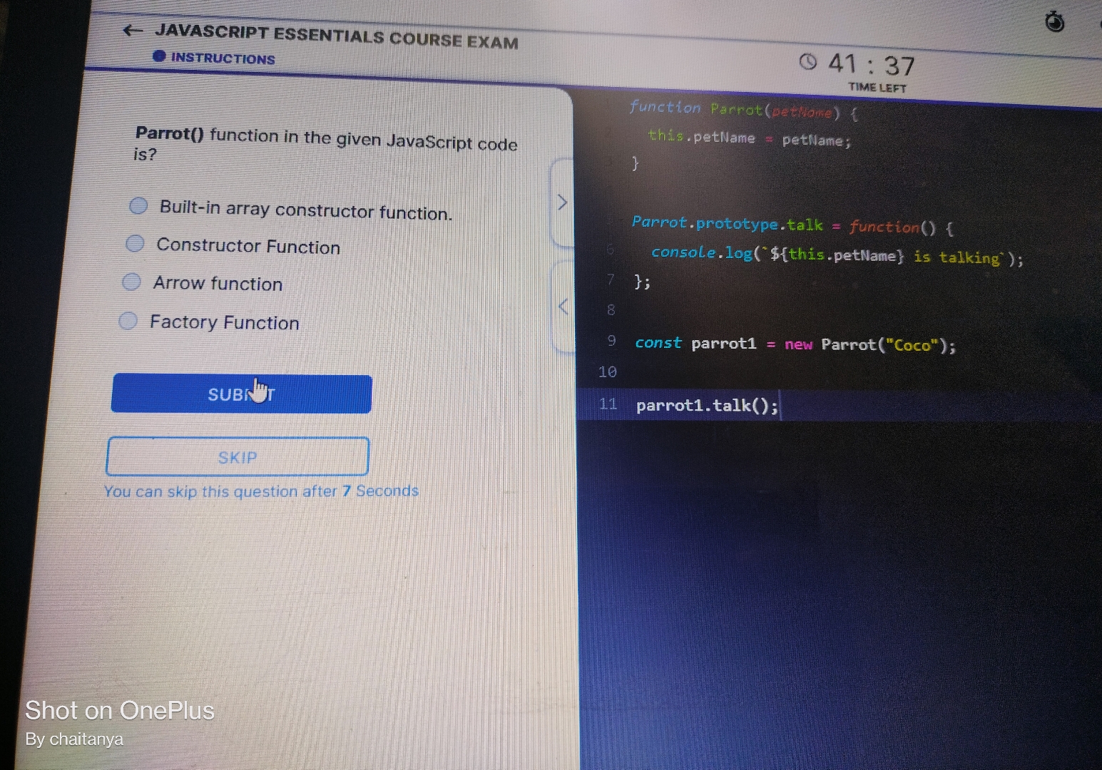 JAVASCRIPT ESSENTIALS COURSE EXAM INSTRUCTIONS 4