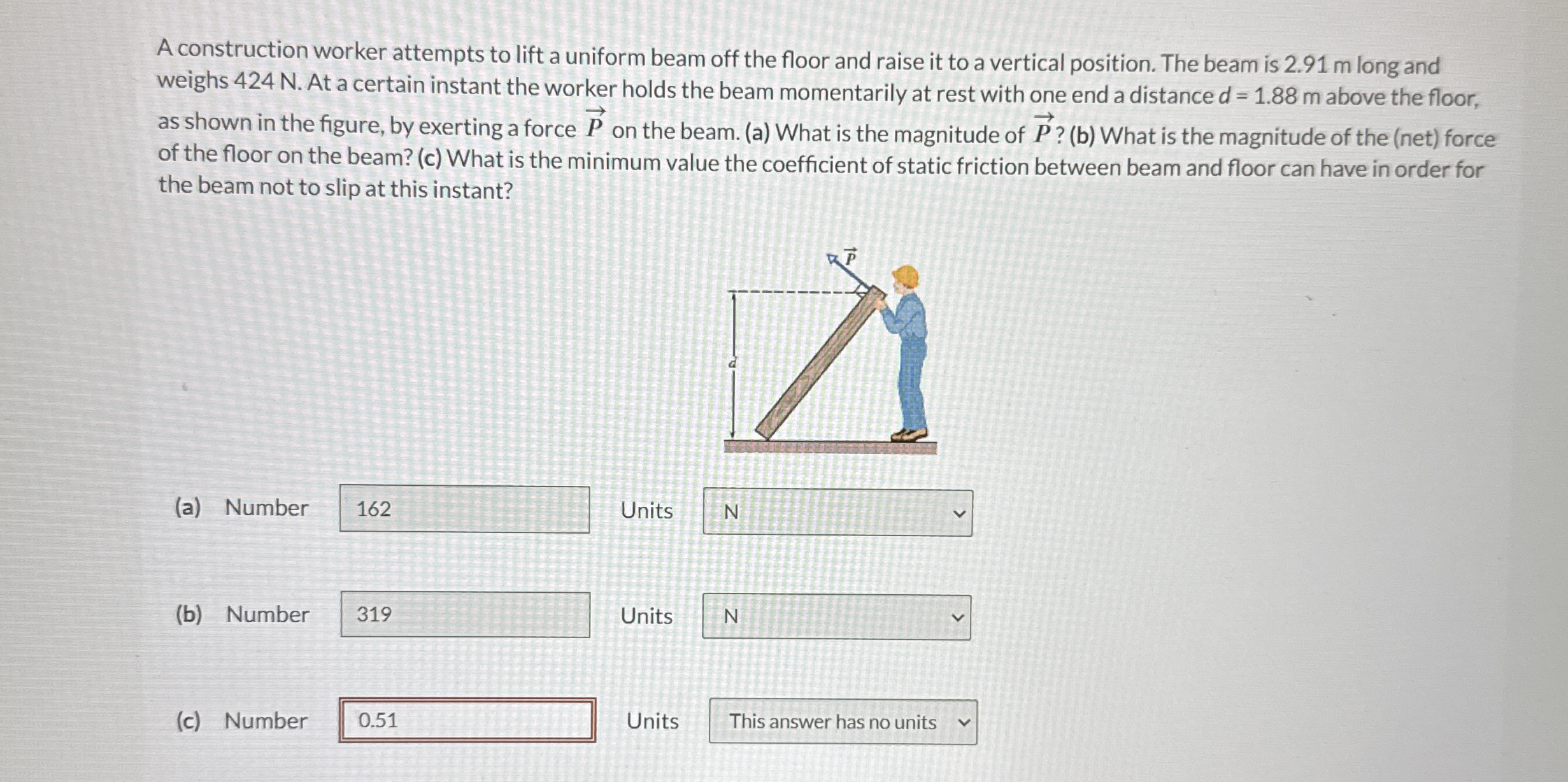 A construction worker attempts to lift a uniform