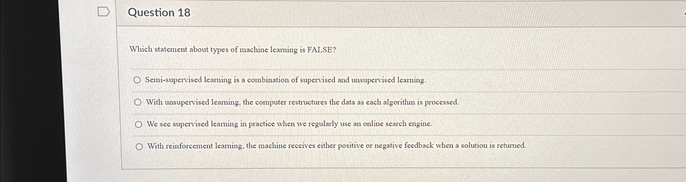 Question 1 8 Which statement about types of