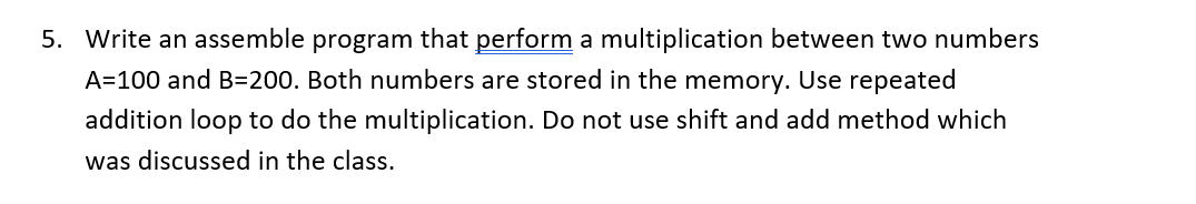 Write an assemble program that perform a