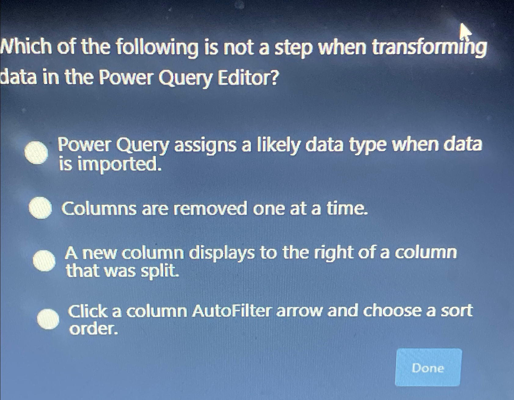 Which of the following is not a step when