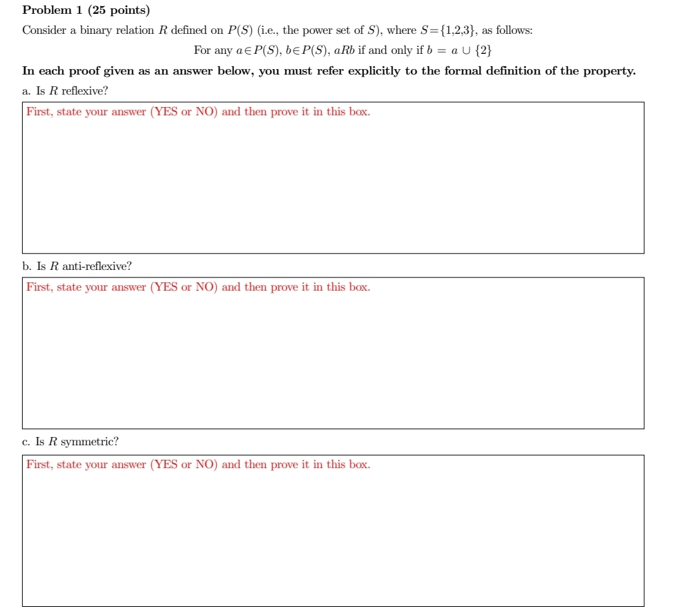 Problem 1 ( 2 5 points ) Consider a binary