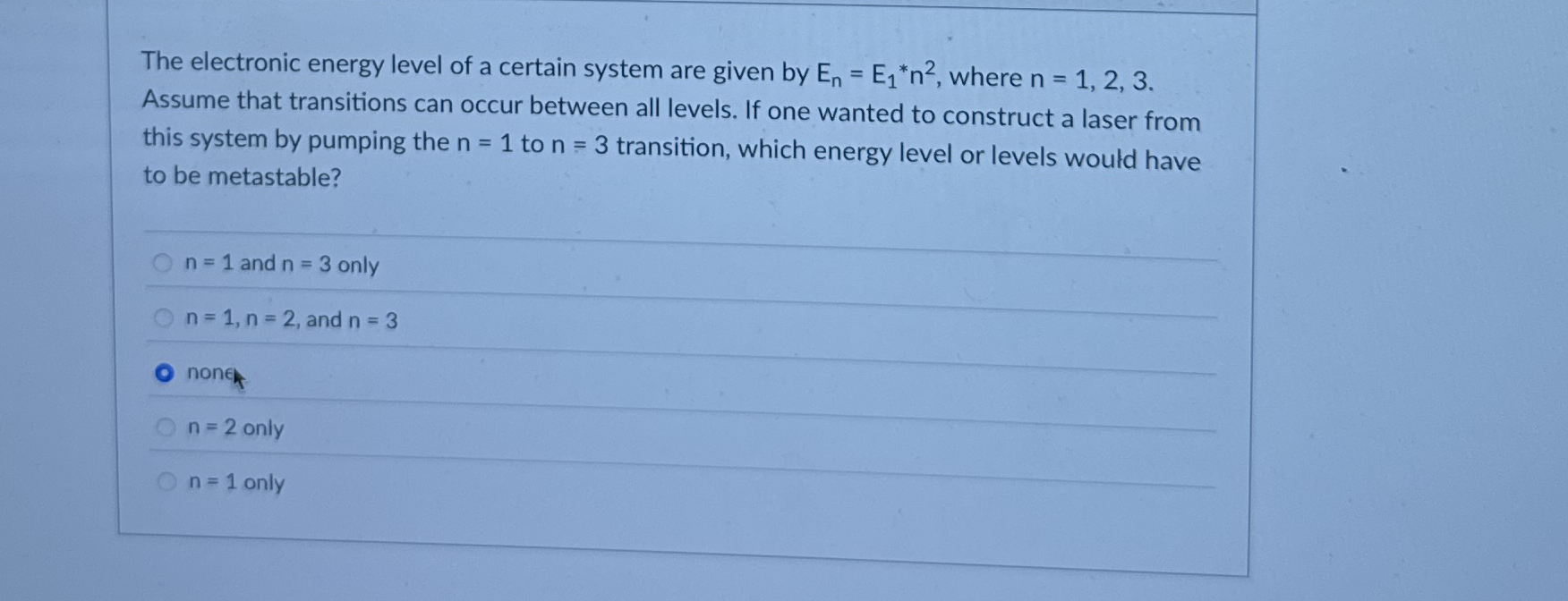 The electronic energy level of a certain system