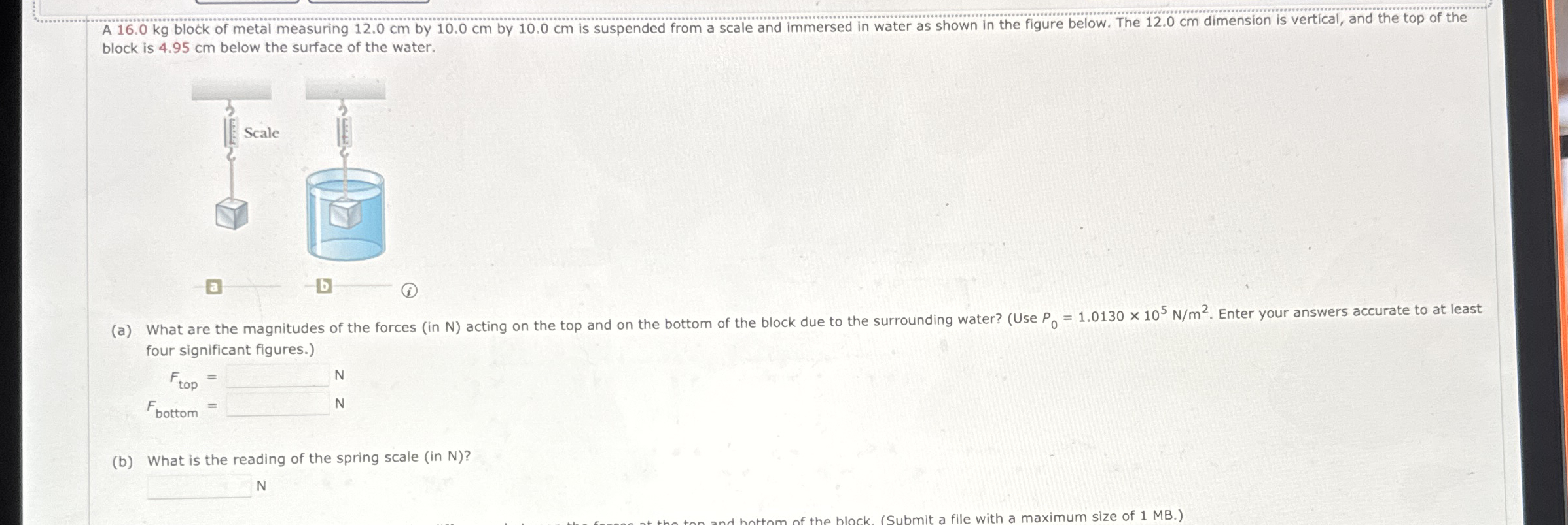 block is 4 . 9 5 cm below the surface of the