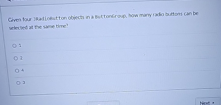 Given four JRadioButton objects in a ButtonGroup,