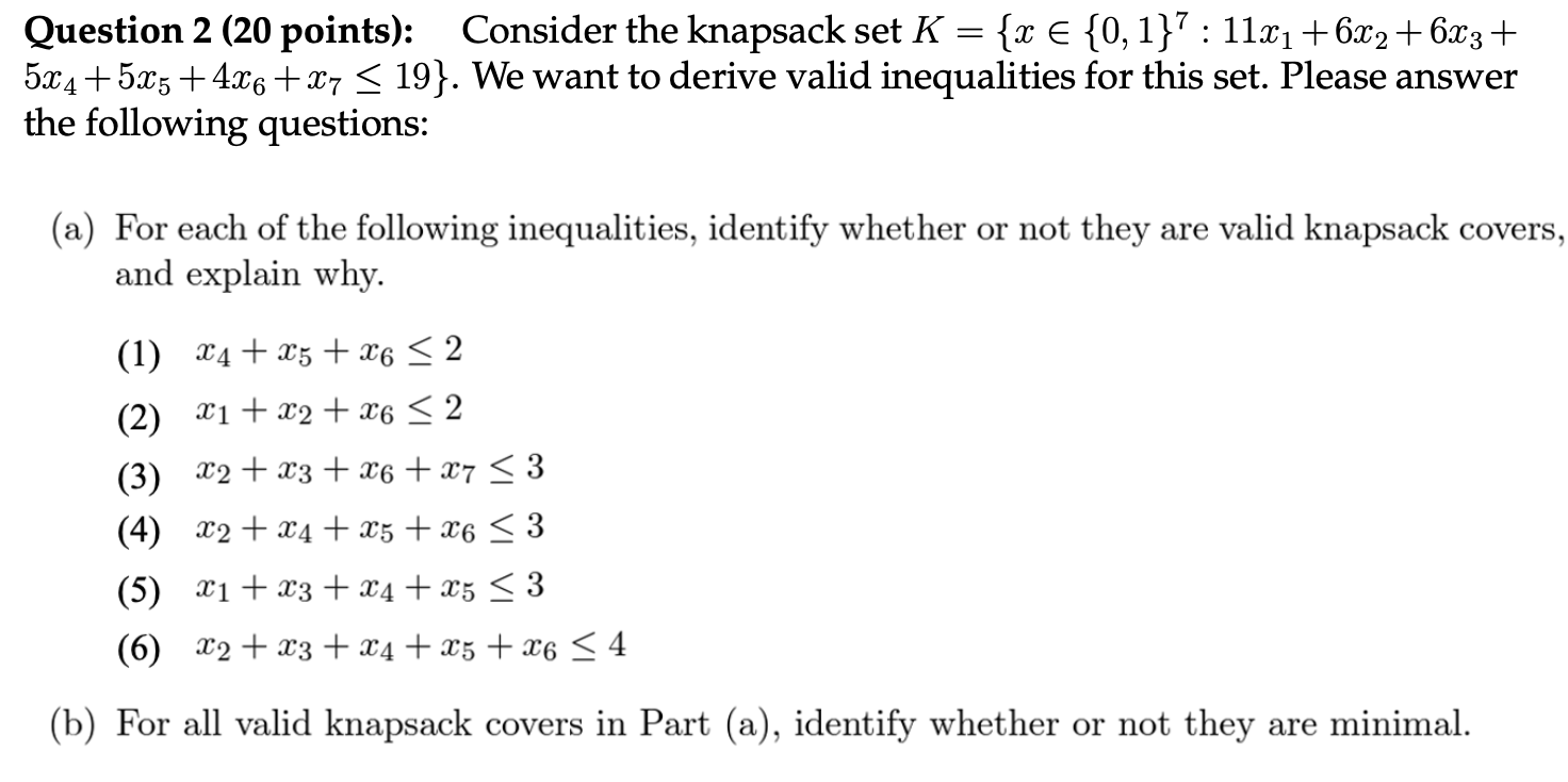 Question 2 ( 2 0 points ) : , Consider the